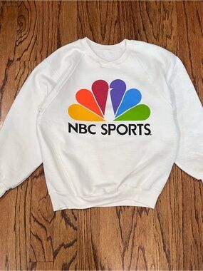 NBC Sports White Crewneck Sweatshirt with Rainbow Logo
